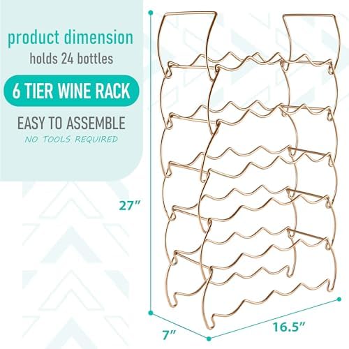 Sorbus 6-Tier Copper Wine Rack - 24 Bottle Storage