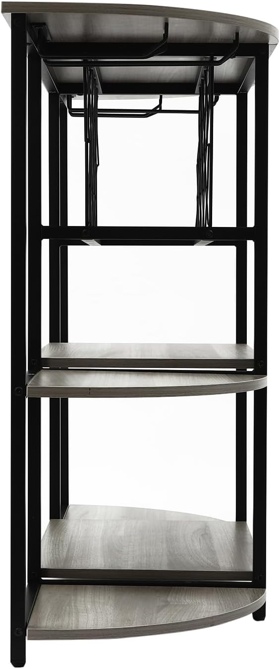 3-Tier Freestanding Wine Rack Table with Storage and Glass Holders Grey