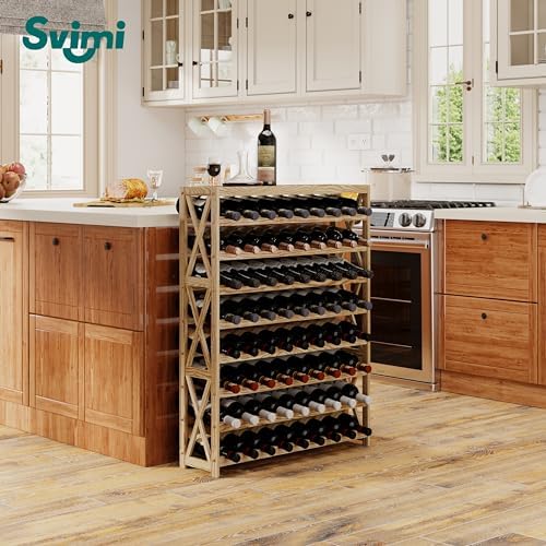 Solid Wood Wine Rack 8 Tier 72 Bottles Freestanding