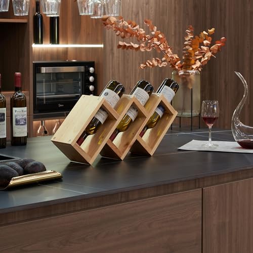 3 Bottle Pine Wood Wine Rack for Home Use