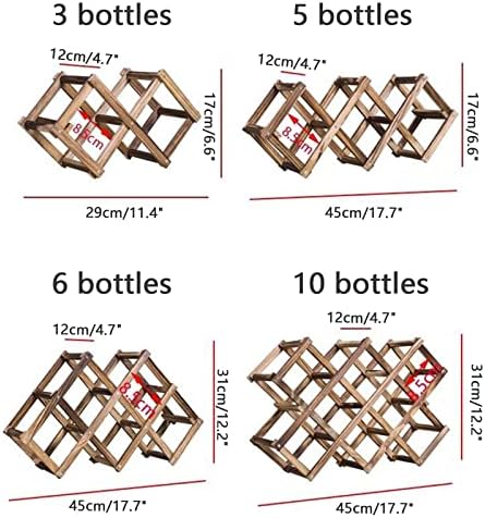 DASHADAO 3 Bottle Wine Rack Wooden Foldable Display Rack