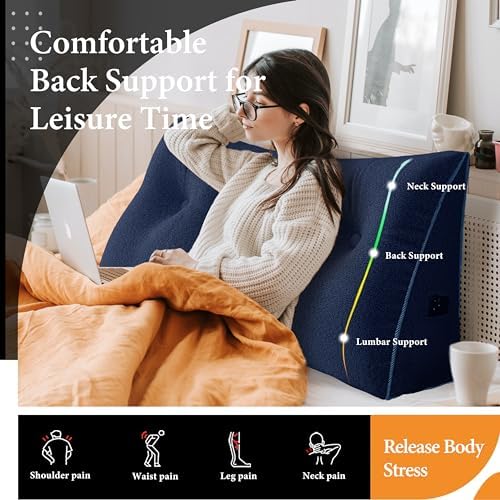Triangle Reading Pillow XXL Velvet Deep Blue