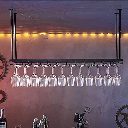 Adjustable Wall-Mounted Wine Glass Rack Black 120Cm