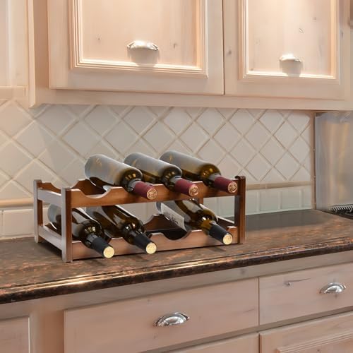 IWNTWY 8-Bottle 2-Tier Brown Wine Rack