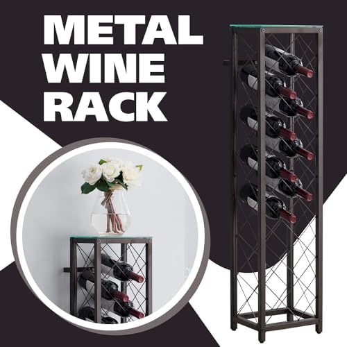 Kings Brand Narenda Freestanding Wine Rack - Pewter 13 Bottles
