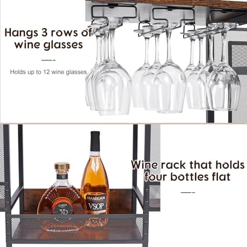 Hayexiha 6-Tier Bar Cabinet with Glass Holder and Wine Table 1