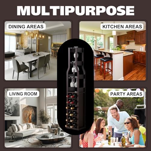 Kings Brand Granger Wine Rack - 12 Bottle Capacity - Dark Cherry