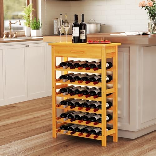 JSUN7 36 Bottle Bamboo Wine Rack - Space-Saving Display