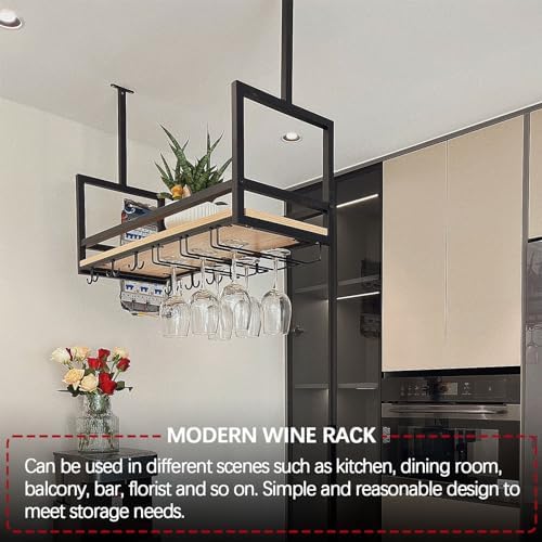 Ceiling Wine Glass Rack - Black Industrial Metal Holder