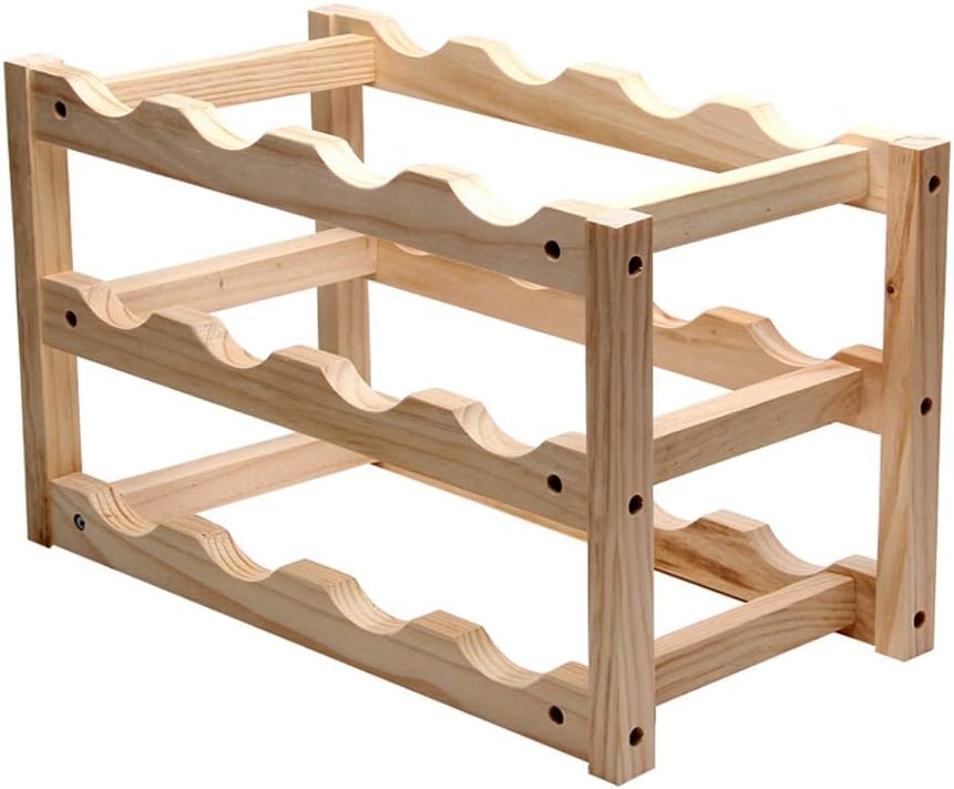 DYPA-AF12 Freestanding 3-Layer Wood Wine Rack 12 Bottles