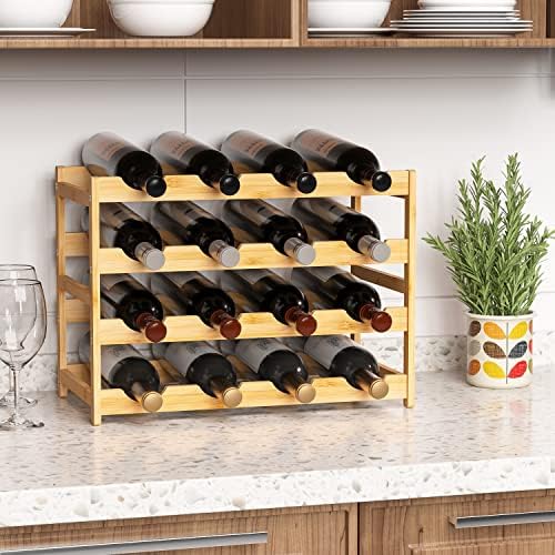 Ruichang 4-Tier Bamboo Wine Rack 16 Bottle Capacity