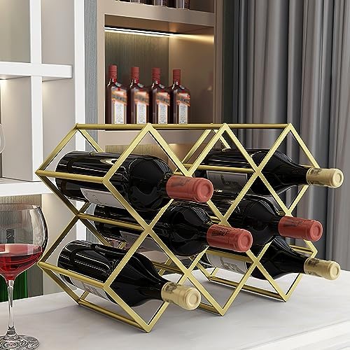 Modern Gold Wine Rack for 5-8 Bottles Durable Stylish