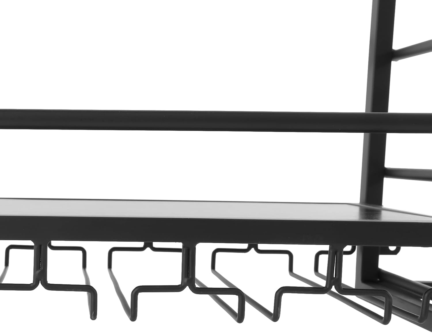 NDKASHF Wall Mounted Wine Rack - 2-Tier with Glass and Bottle Holders Black