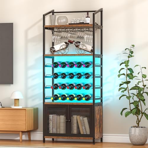 CBBPET 4-Tier Freestanding Wine Cabinet with LED Light