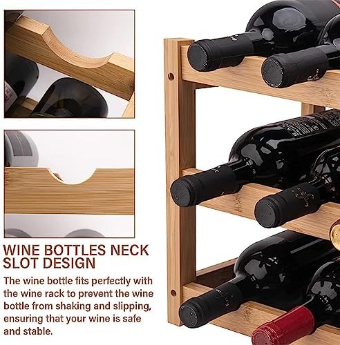 OWKAY Vintage Wooden Wine Rack 3 Tiers