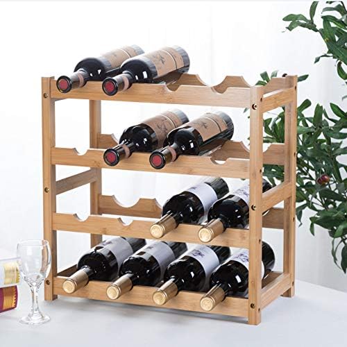 FOSTERSOURCE 4-Tier Bamboo Wine Rack 16-Bottle Holder