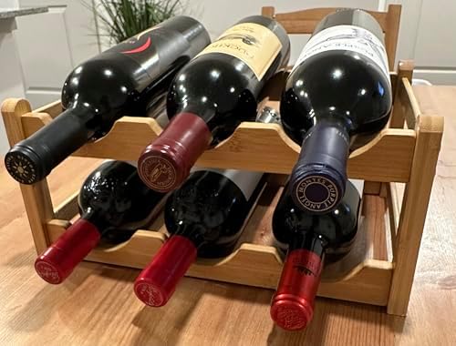 HealthEmpire Bamboo Wine Rack 6 Bottle 2-Tier 1