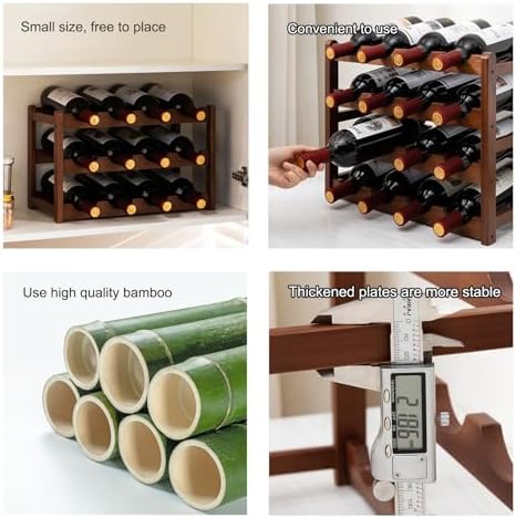 Comepa Bamboo Wine Rack 4-Tier 16-Bottle Storage