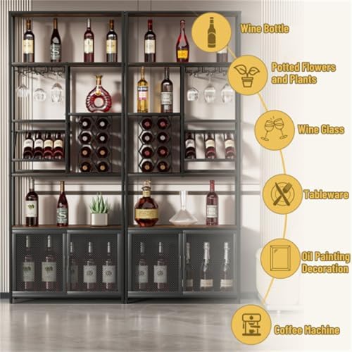 827 Inch Freestanding Wine Rack with 5 Tiers and Glass Shelf