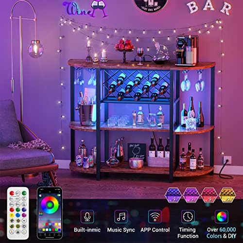 Unikito Freestanding Wine Rack Table with USB and LED Light
