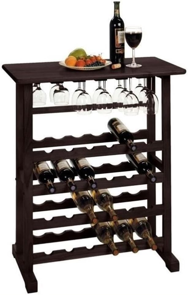 Pemberly Row Dark Espresso Solid Wood Wine Rack