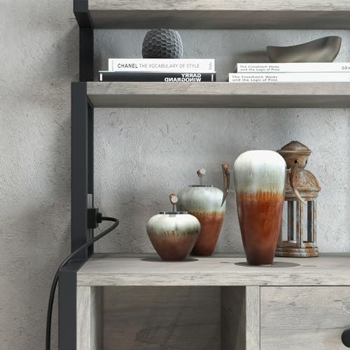 Gyabnw Tall Liquor Cabinet with 5-Tier Storage and Glass Holders