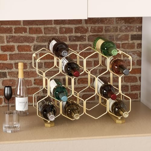 Buruis 14-Bottle Tabletop Wine Rack with Gold Base
