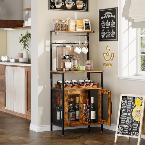 X-cosrack 3-Tier Bar Cabinet with S Hooks Mesh Doors