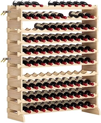 soges 100-Bottle Wine Rack 10-Tier Stackable Storage Shelf