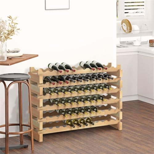 6 Tier Pine Wood Wine Rack 72 Bottles Storage Organizer