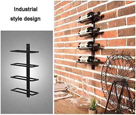 ALDEPO Wall-Mounted Wine Rack 4-Bottle Rustic Metal Holder