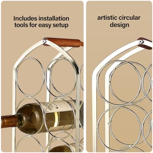 Drincarier 6 Bottle Countertop Wine Rack - Gold Metal 3 Tier Storage Stand