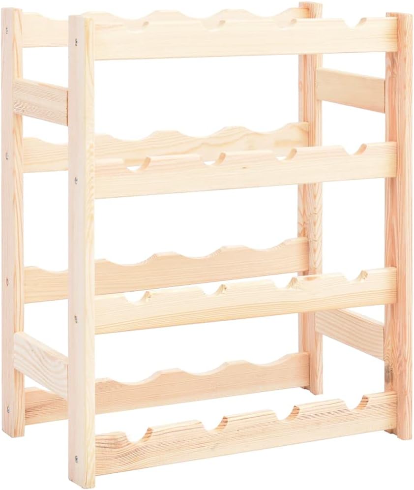 vidaXL Solid Pine Wood Wine Rack for 16 Bottles
