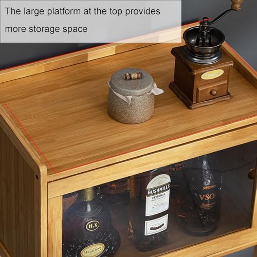Wood Wine Bar Cabinet with Tabletop Storage Space-Saving Light Brown 52x30x90cm