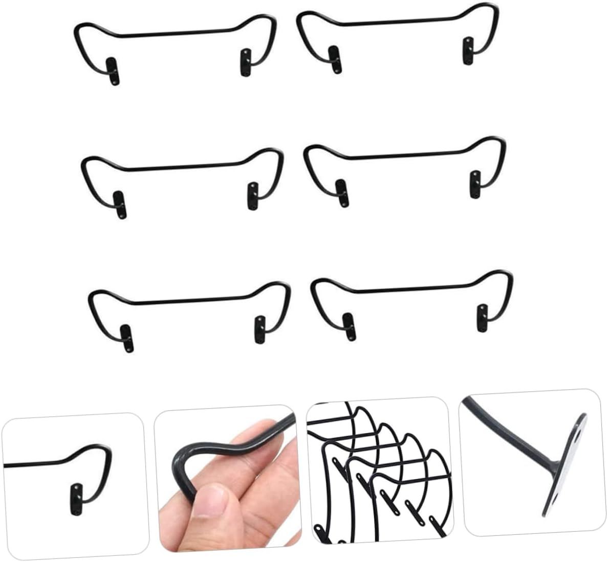 Sosoport 6Pcs Wall Mounted Iron Wine Racks