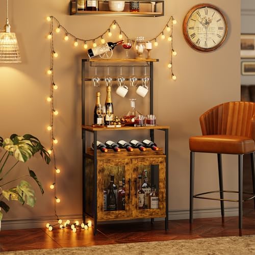 X-cosrack 3-Tier Bar Cabinet with S Hooks Mesh Doors
