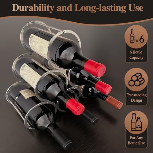 Lilys Home Countertop Wine Rack - 6 Bottle Holder Freestanding Elegant Kitchen Storage