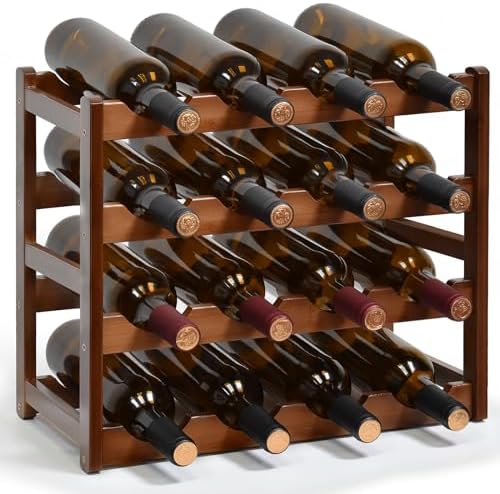 Brown 4-Tier Wine Rack for 16 Bottles