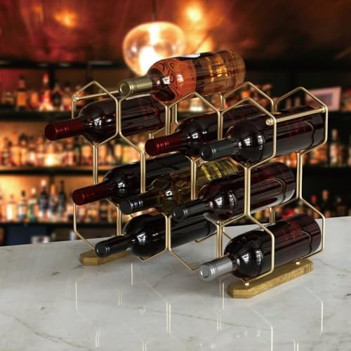 Buruis 14-Bottle Tabletop Wine Rack with Gold Base