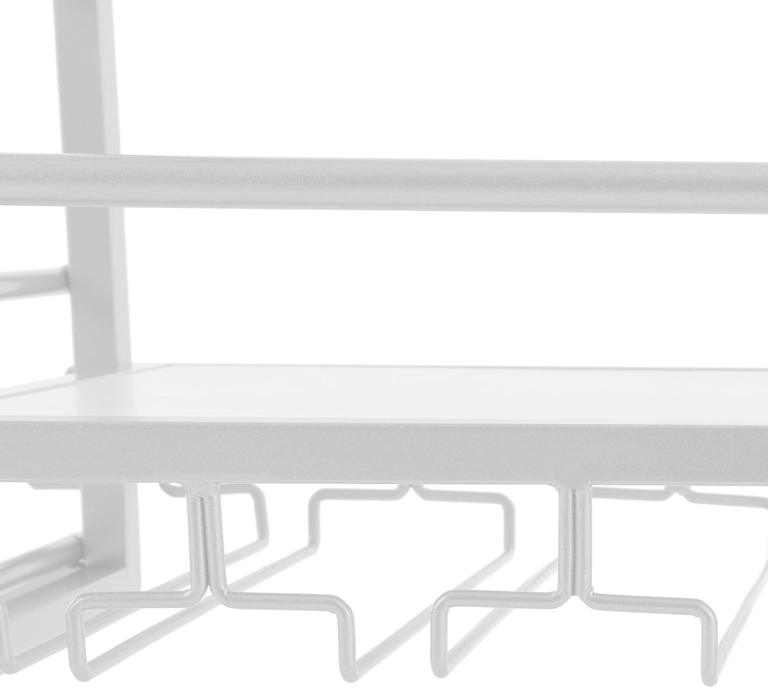 Wall Mounted Wine Rack with Glass Holders - 2-Tier White 33In