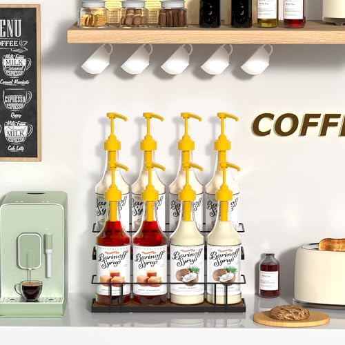 Alyoen 8-Bottle Coffee Syrup Rack Organizer