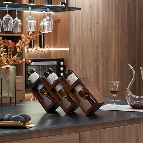 3 Bottles Wood Wine Rack - Solid Pine Storage Holder