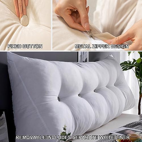 ZZYK Large Triangular Headboard Pillow Wedge 60cm Beige