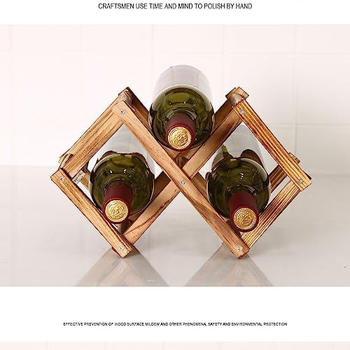 OWKAY Folding Wooden Wine Rack for 10 Bottles