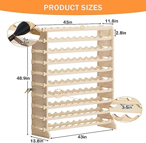 DlandHome 100-Bottle Freestanding Wine Rack 10 Tier