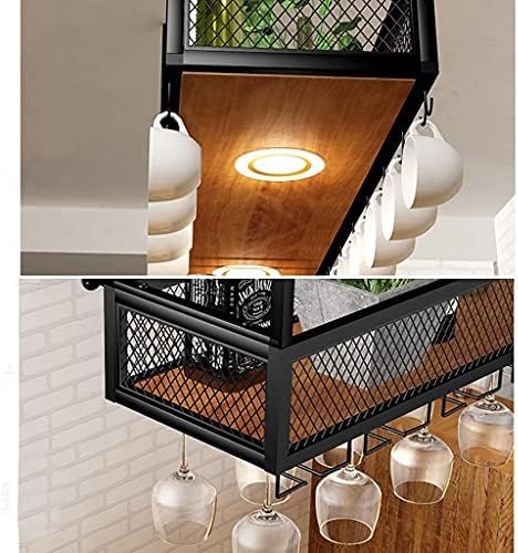 Suuim Wall-Mounted Wine Rack with Glass Holder and Lighting