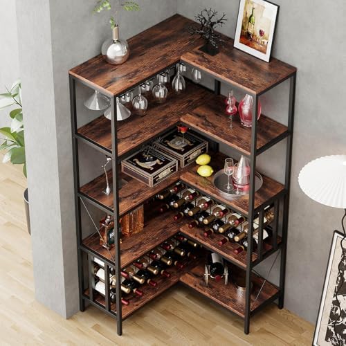 Industrial Corner Wine Rack with 20 Bottle Capacity