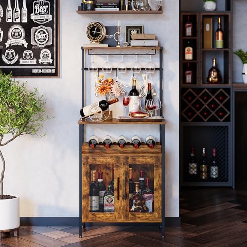 X-cosrack 3-Tier Bar Cabinet with S Hooks Mesh Doors