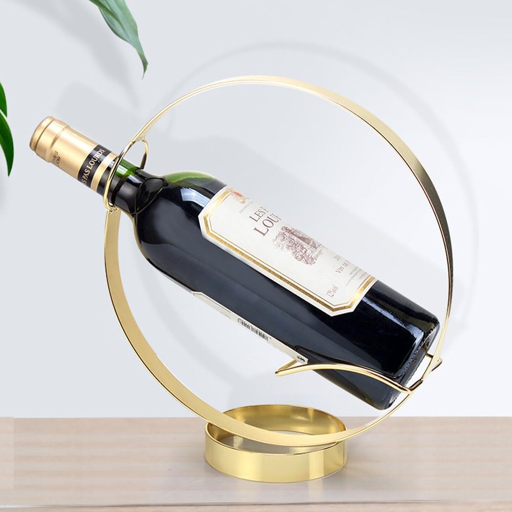 Metal Single Wine Rack Stylish Countertop Holder for Wine Lovers Gold