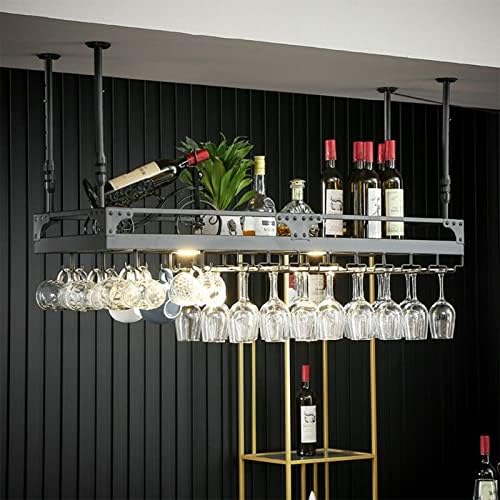 Adjustable Wine Rack for Bar and Kitchen Ceiling Mounted Stemware Holder